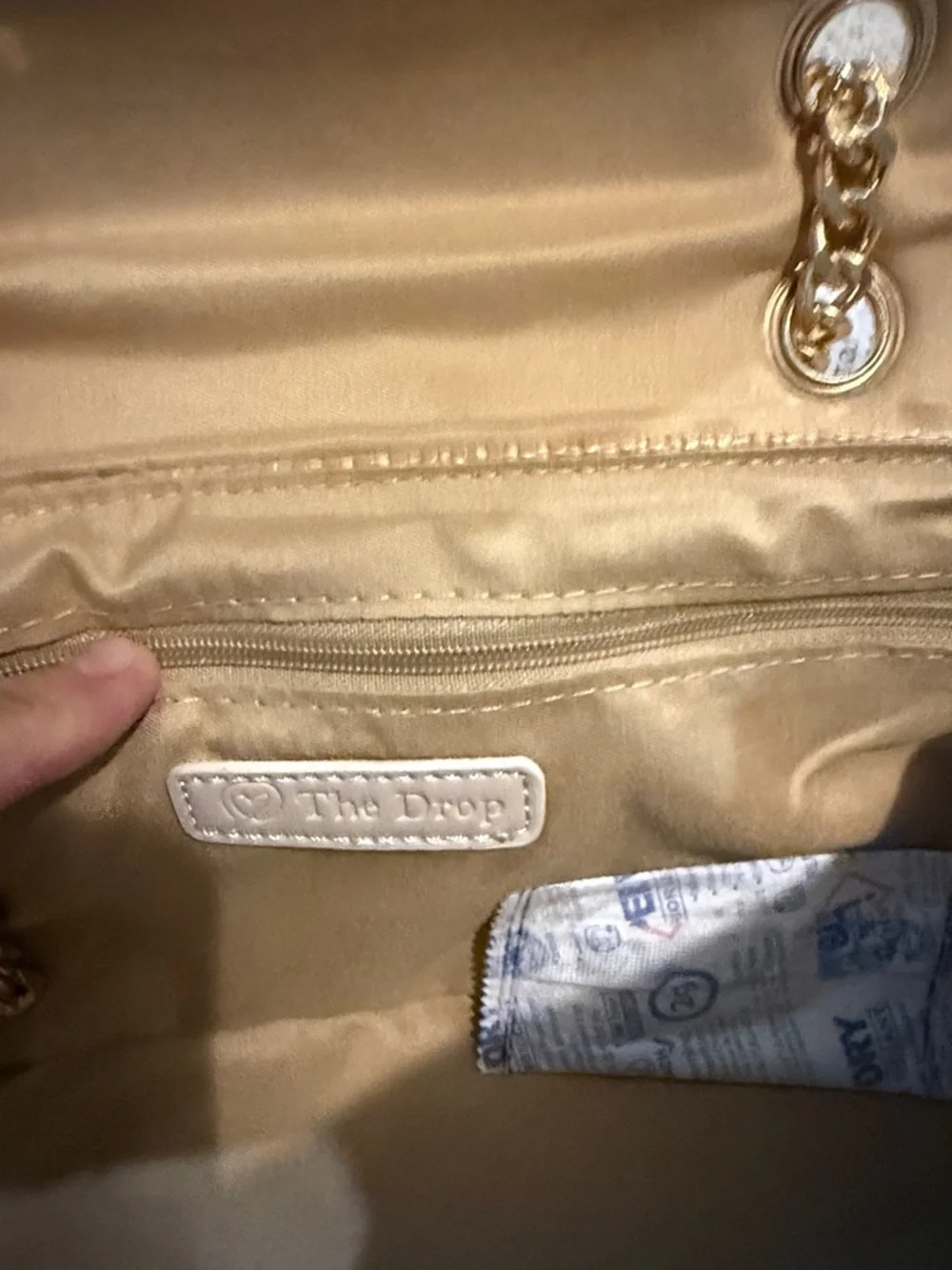 The Drop ratan shoulder bag gold chain NWT